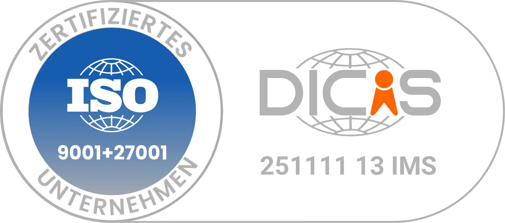 Siegel zu ISO 9001 und ISO 27001, verlinkt auf das Compliance-Profil