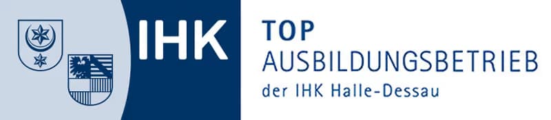 Siegel „TOP Ausbildungsbetrieb der IHK Halle-Dessau“.